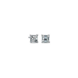 Asscher Diamond Stud Earrings in 14k White Gold (3/4 ct. tw.)