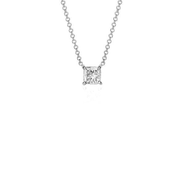 Cushion Diamond Solitaire Pendant in 14k White Gold (3/4 ct. tw.)