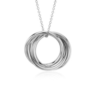 18" Infinity Rings Pendant in 14k White Gold (1 mm)