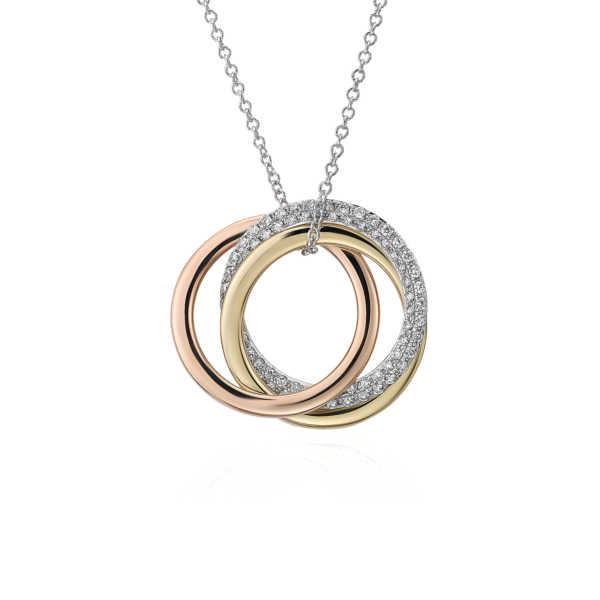 Infinity Trio Diamond Pendant in 14k Tri-color Gold (1/3 ct. tw.)