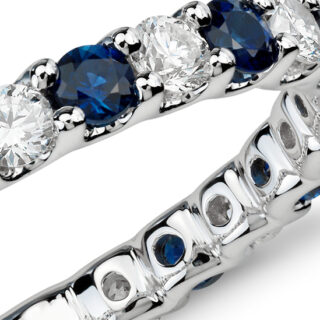 Luna Sapphire and Diamond Eternity Ring in 14k White Gold (5/8 ct. tw.)