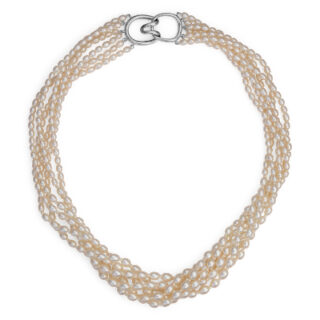 Freshwater Cultured Pearl Torsade Necklace with Sterling Silver (3.5mm)