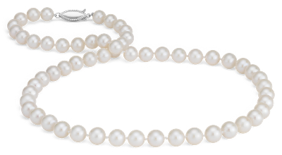 Freshwater Cultured Pearl Strand Necklace in 14k White Gold (7.5-8.0mm)