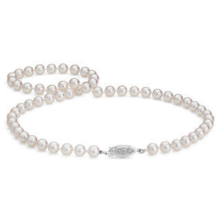 Premier Akoya Cultured Pearl Strand Necklace  with Diamond Clasp in 18k White Gold (6.5-7.0mm)