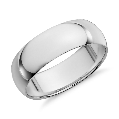 Mid-weight Comfort Fit Wedding Ring in 14k White Gold (7mm)