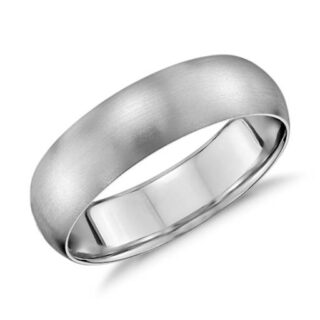 Matte Mid-weight Comfort Fit Wedding Ring in 14k White Gold (6mm)