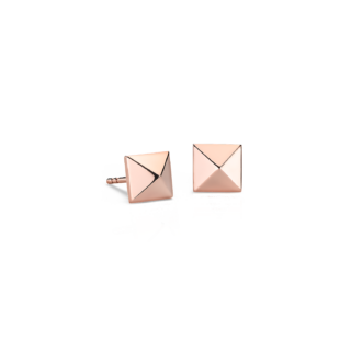 Pyramid Stud Earrings in 14k Rose Gold (6.3 mm)
