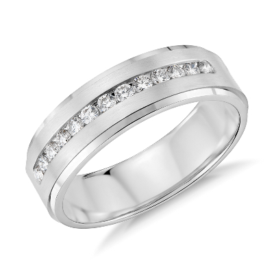 Diamond Channel-Set Wedding Ring in Platinum (6 mm