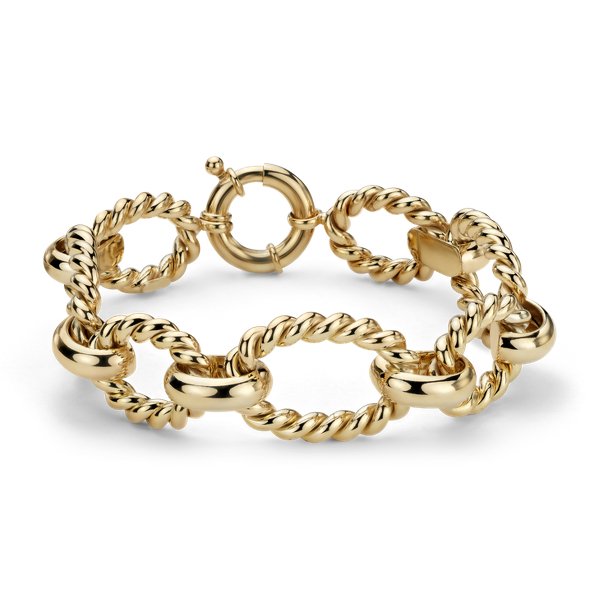 8" Large Link Braided Bracelet in 14k Italian Yellow Gold