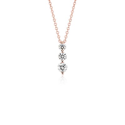 Three-Stone Drop Diamond Pendant in 18k Rose Gold (1/2 ct. tw.)