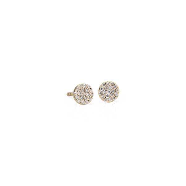 Mini Micropavé Diamond Button Stud Earrings in 14k Yellow Gold (1/8 ct. tw.)