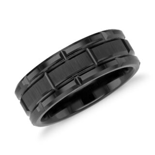 Link Wedding Ring in Black Tungsten Carbide (8mm)