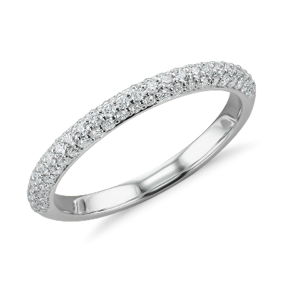 Trio Micropavé Diamond Wedding Ring in 14k White Gold (1/3 ct. tw.)