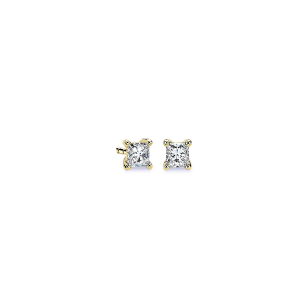 Princess Diamond Stud Earrings in 14k Yellow Gold (1/3 ct. tw.)