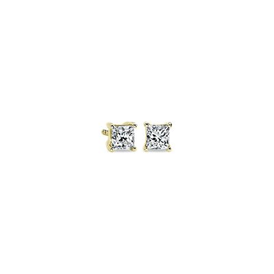Princess Diamond Stud Earrings in 14k Yellow Gold (3/4 ct. tw.)