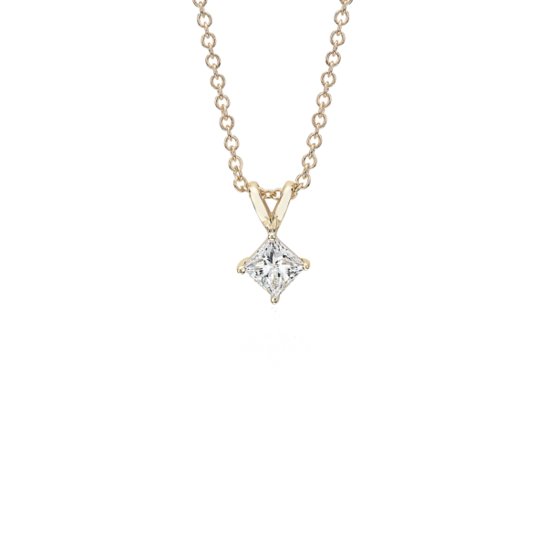 Princess-Cut Diamond Solitaire Pendant in 14k Yellow Gold (1/2 ct. tw.)