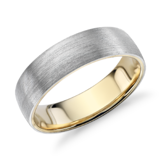 Matte Classic Wedding Ring in Platinum and 18k Yellow Gold (6mm)