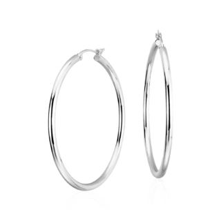 1 1/2" Large Hoop Earrings in Platinum (2 x 33 mm)