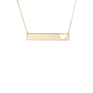 18" Mini Bar Heart Necklace in 14k Yellow Gold (0.8 mm)