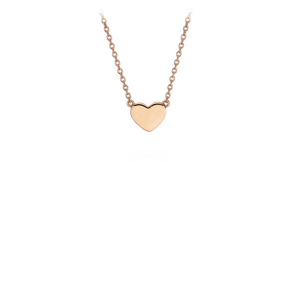 18" Petite Heart Necklace in 14k Rose Gold