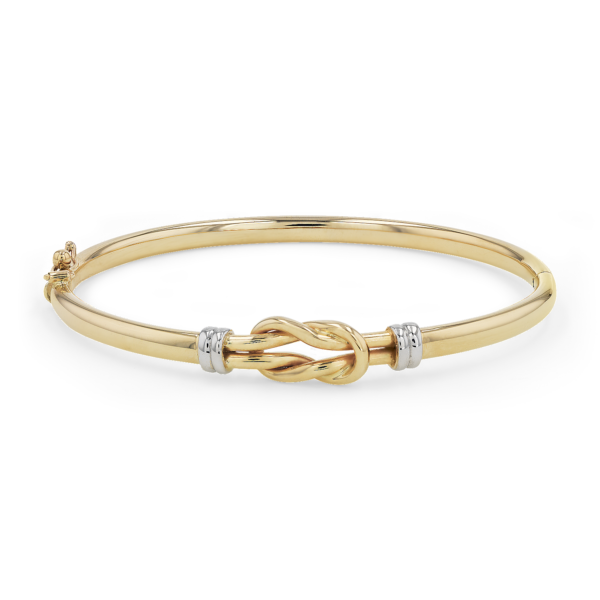 Love Knot Bangle in 14k Italian White and Yellow Gold