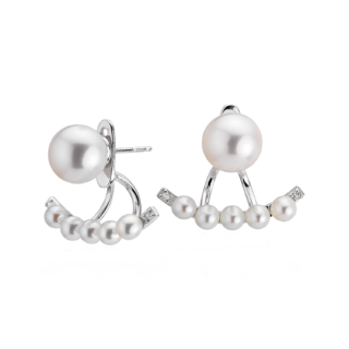 Freshwater Cultured Pearl Earrings with Smile Jacket in Sterling Silver (3-8mm)