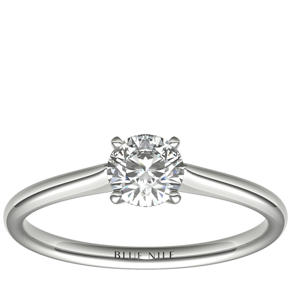 Ready-to-Ship Petite Solitaire Engagement Ring in Platinum with Astor by Blue Nile Diamond (1/2 ct. tw.)