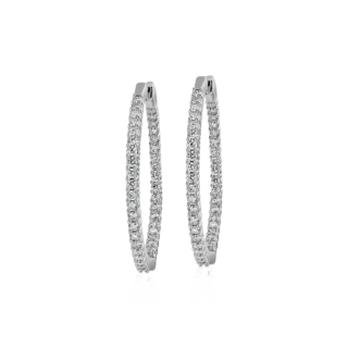 Diamond Eternity Hoop Earrings in 14k White Gold- I/I1 (3 ct. tw.)