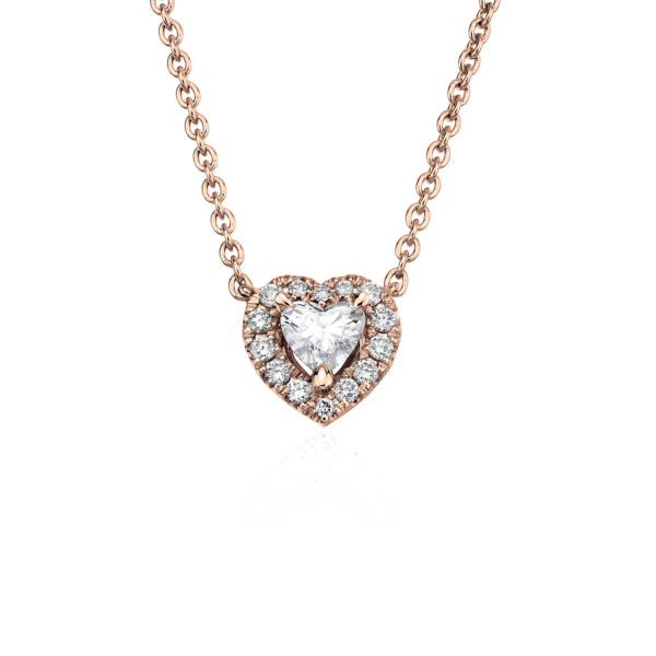 Heart-Shaped Diamond Halo Pendant in 14k Rose Gold (1/4 ct. tw.)