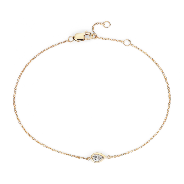 Mini Bezel Set Pear Cut Diamond Bracelet 14k Yellow Gold (1/6 ct. tw.)