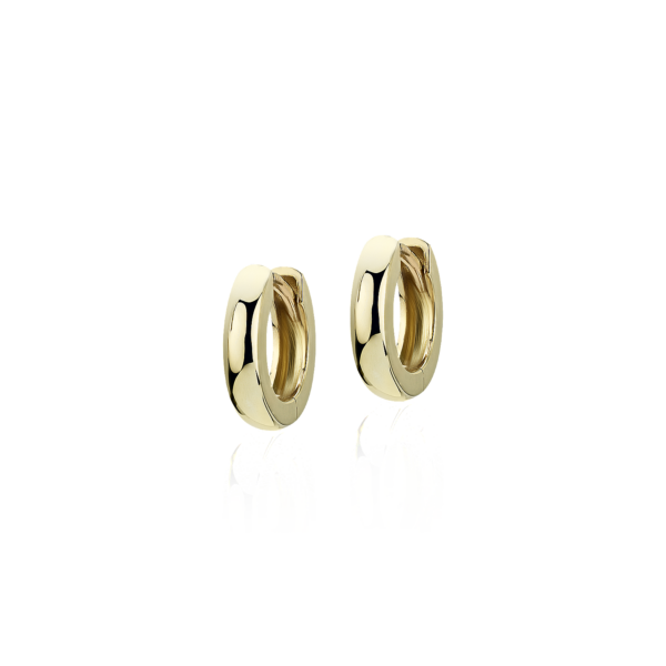 Mini Wide Huggie Hoop Earrings in 14k Yellow Gold (3 x 12 mm)