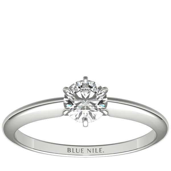 1/2 Carat Classic Six-Prong Solitaire Engagement Ring in 14k White Gold (I/SI2) Ready-to-Ship