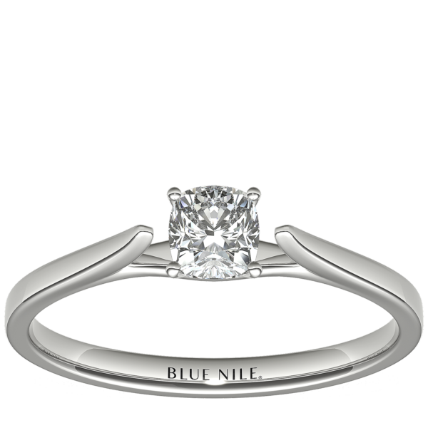 1/2 Carat Astor Cushion-Cut Petite Cathedral Solitaire in Platinum (F/VS2) Ready-to-Ship