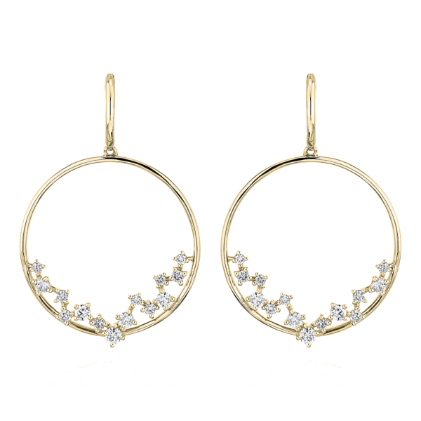 Diamond Scatter Hoop Earrings in 14k Yellow Gold (1/2 ct. tw.)