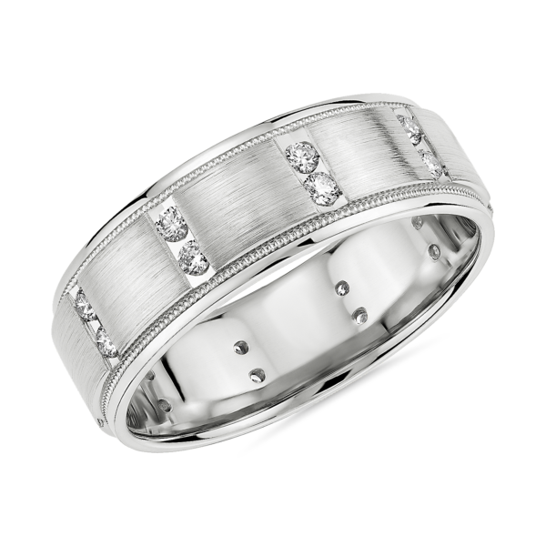 Milgrain Vertical Row Diamond Eternity Ring in Platinum (7 mm
