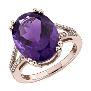 Oval Amethyst Statement Ring in 14k Rose Gold