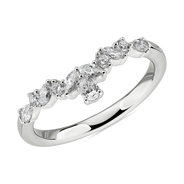 Mixed Shape Diamond Tiara Curved Wedding Ring in 14k White Gold (1/2 ct. tw.)