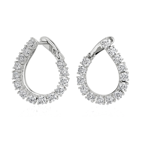 Diamond Front-Back Pear Shape Hoop Earrings in 14k White Gold (2 1/4 ct. tw.)