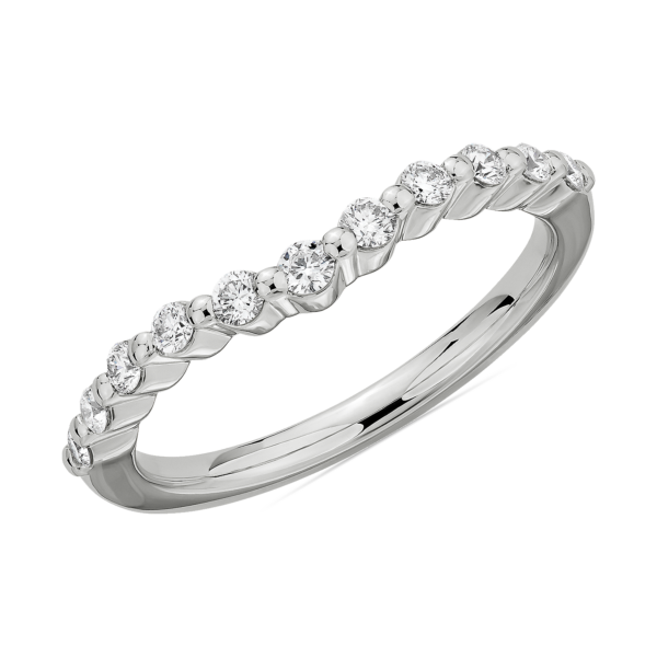 Floating Curved Diamond Wedding Ring in 14k White Gold (1/4 ct. tw.)
