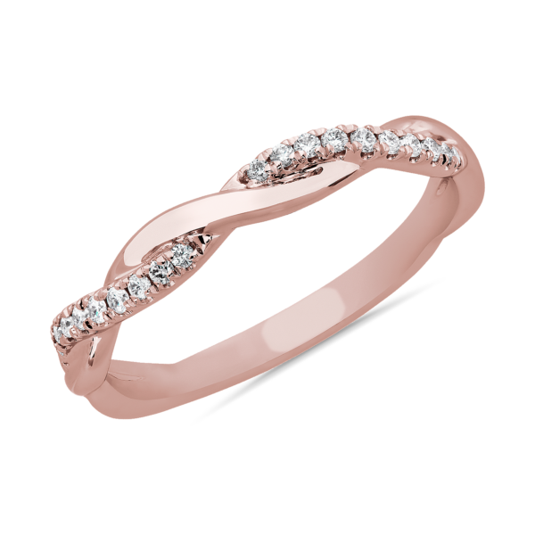 Petite Twist Diamond Anniversary Ring in 18k Rose Gold (1/10 ct. tw.)