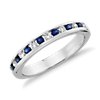 Channel Set Sapphire and Diamond Ring in 18k White Gold (0.18 ct. tw.)