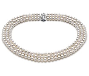 Triple-Strand Freshwater Cultured Pearl Strand Necklace in 14k White Gold (6mm)