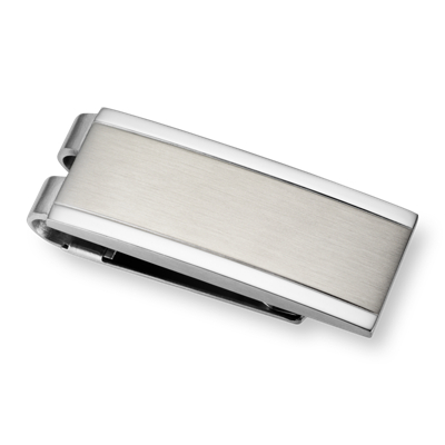 Brushed and Polished Money Clip in Stainless Steel
